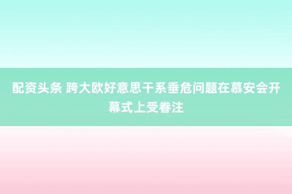 配资头条 跨大欧好意思干系垂危问题在慕安会开幕式上受眷注